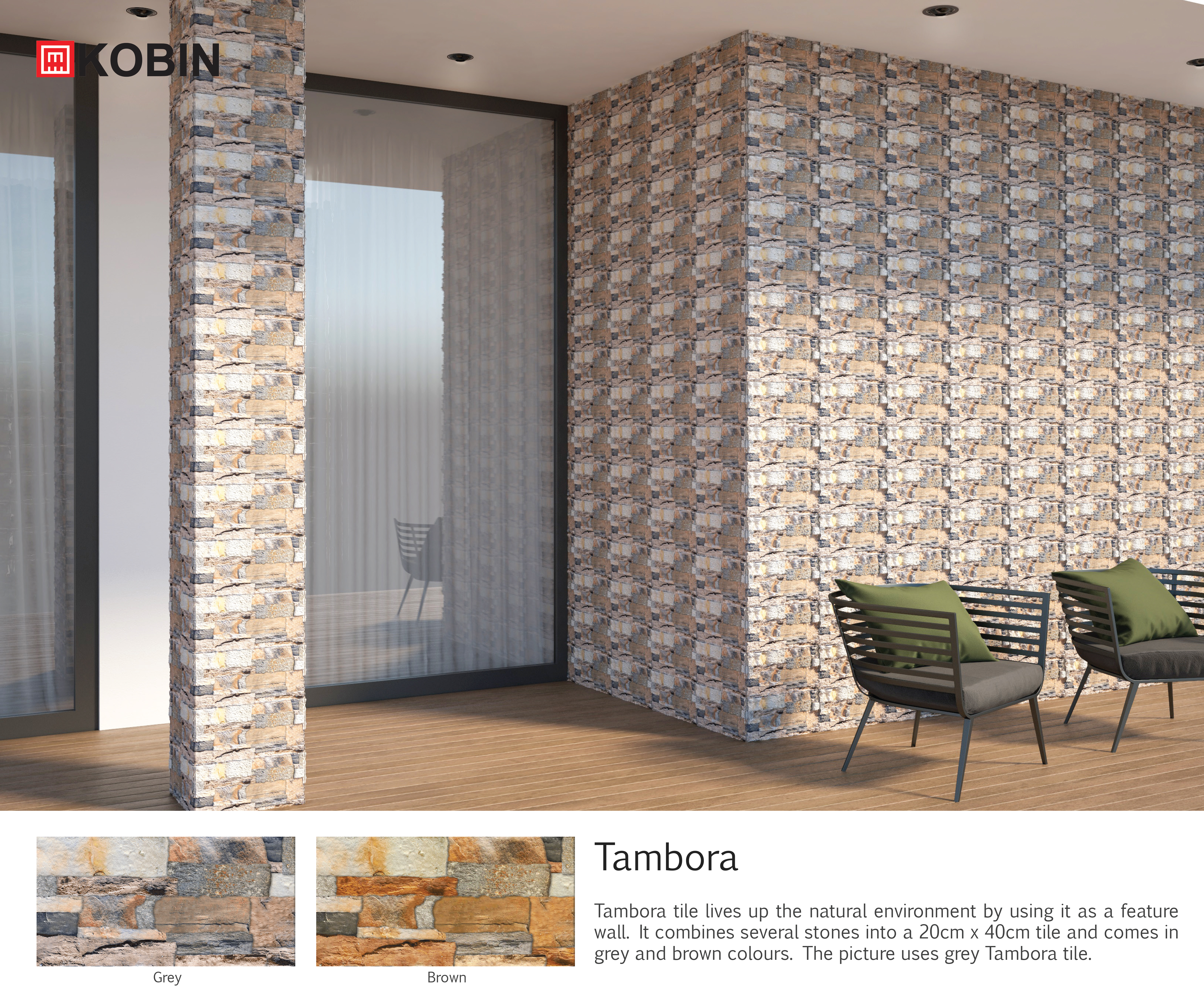 KOBIN Kobin Tambora Brown 20x40 - 2